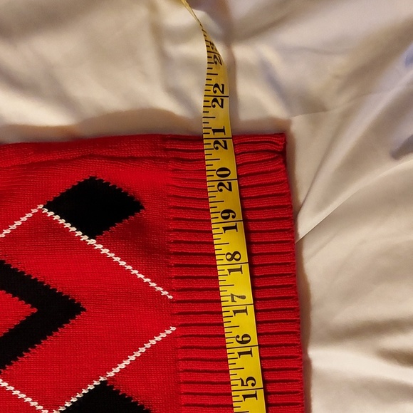 Liz Claiborne Women Sweater Red Black Argyle Shawl Collar Buttons Size 2X Preppy - Picture 7 of 11